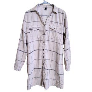 Windsor Womens Long Sleeve Button up Plaid Shirt‎ Dress L  Casual Cabincore